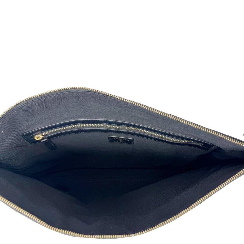 Chanel  O Clutch Chevron Leather Clutch Bag Black - Picture 10 of 14